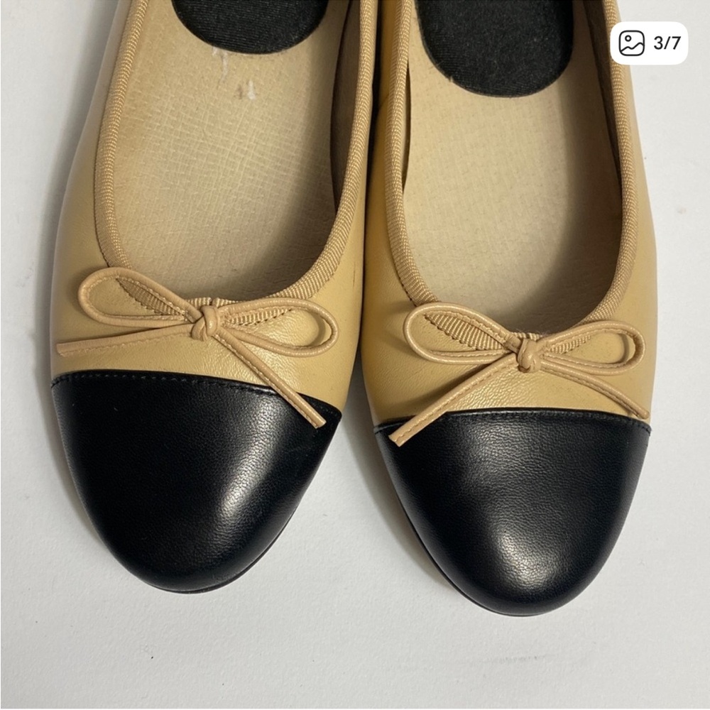 Jeffrey Campbell Classic Black & Tan Real Genuine Leather Ballet Flats! Size 9 - Picture 3 of 7